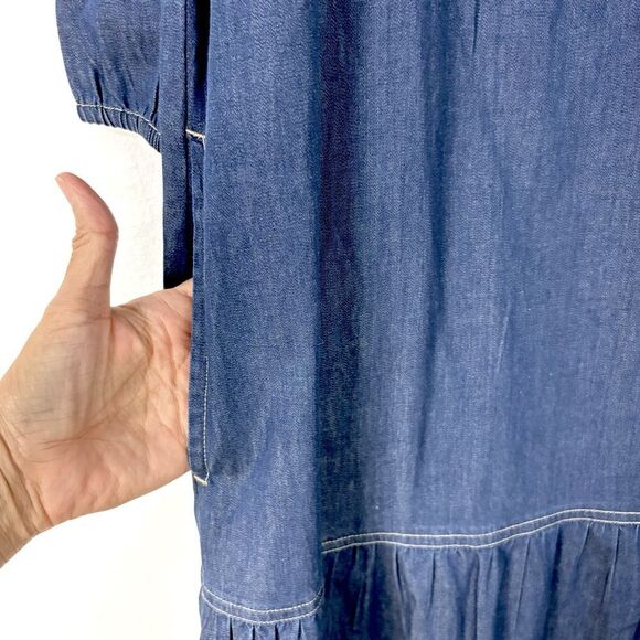 NWT National Vintage Blue Chambray Denim Midi Dress M Tiered MuuMuu Boho Western - Picture 8 of 12